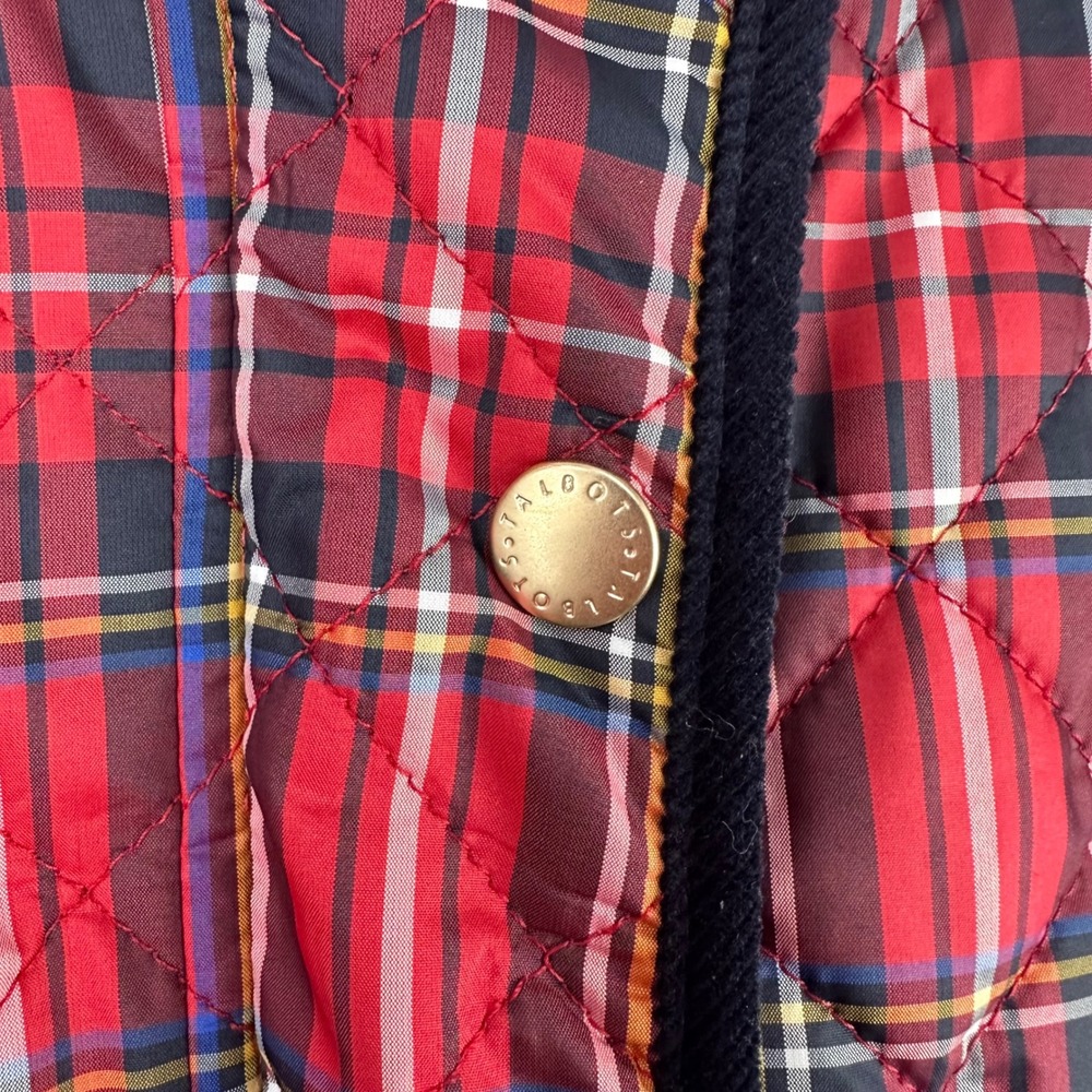 Talbots Quilted Puffer Jacket Womens S Red NWT Plaid Full Zip Preppy Office - Picture 5 of 9